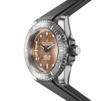Thumbnail for Oceaneva Mens Deep Marine Explorer II Rose Gold Damascus Steel Dial Watch Rubber - DM200RGDM Automatic watches, Black FKM rubber strap, damascus steel, Damascus Steel Watch, Diver watch