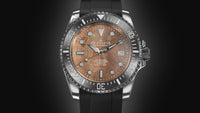 Thumbnail for Oceaneva Mens Deep Marine Explorer II Rose Gold Damascus Steel Dial Watch Rubber - DM200RGDM Automatic watches, Black FKM rubber strap, damascus steel, Damascus Steel Watch, Diver watch