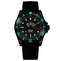 Thumbnail for Oceaneva Mens Deep Marine Explorer II Rose Gold Damascus Steel Dial Watch Rubber - DM200RGDM Automatic watches, Black FKM rubber strap, damascus steel, Damascus Steel Watch, Diver watch