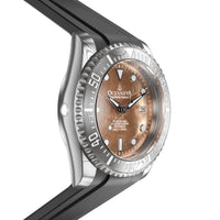 Thumbnail for Oceaneva Mens Deep Marine Explorer II Rose Gold Damascus Steel Dial Watch Rubber - DM200RGDM Automatic watches, Black FKM rubber strap, damascus steel, Damascus Steel Watch, Diver watch