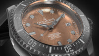 Thumbnail for Oceaneva Mens Deep Marine Explorer II Rose Gold Damascus Steel Dial Watch Rubber - DM200RGDM Automatic watches, Black FKM rubber strap, damascus steel, Damascus Steel Watch, Diver watch