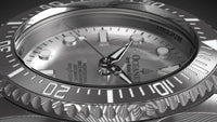 Thumbnail for Oceaneva Mens Deep Marine Explorer II Silver Damascus Steel Dial Watch Rubber Strap - DM200SVDM-Black Strap Automatic watches, Black FKM rubber strap, damascus steel, Damascus Steel Watch, Diver watch