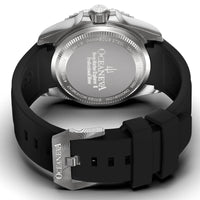 Thumbnail for Oceaneva Mens Deep Marine Explorer II Silver Damascus Steel Dial Watch Rubber Strap - DM200SVDM-Black Strap Automatic watches, Black FKM rubber strap, damascus steel, Damascus Steel Watch, Diver watch