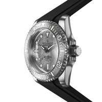 Thumbnail for Oceaneva Mens Deep Marine Explorer II Silver Damascus Steel Dial Watch Rubber Strap - DM200SVDM-Black Strap Automatic watches, Black FKM rubber strap, damascus steel, Damascus Steel Watch, Diver watch