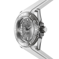 Thumbnail for Oceaneva Mens Deep Marine Explorer II Silver Damascus Steel Dial Watch White Rubber - DM200SVDM-White Strap Automatic watches, damascus steel, Damascus Steel Watch, Diver watch, White FKM rubber strap