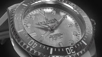 Thumbnail for Oceaneva Mens Deep Marine Explorer II Silver Damascus Steel Dial Watch White Rubber - DM200SVDM-White Strap Automatic watches, damascus steel, Damascus Steel Watch, Diver watch, White FKM rubber strap