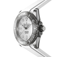 Thumbnail for Oceaneva Mens Deep Marine Explorer II White Dial Damascus Steel Watch - DM200WH Automatic watches, damascus steel, Damascus Steel Watch, Diver watch, White FKM rubber strap