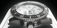 Thumbnail for Oceaneva Mens Deep Marine Explorer II White Dial Damascus Steel Watch - DM200WH Automatic watches, damascus steel, Damascus Steel Watch, Diver watch, White FKM rubber strap