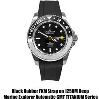 Thumbnail for FKM Black Rubber Strap - POLISHED Steel Buckle - FKM-BK-PL Black FMK Rubber Strap, FKM Rubber Watch Strap