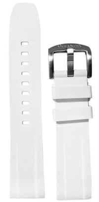 Thumbnail for FKM White Rubber Strap - BRUSHED Steel Buckle - FKM-WH-BR FKM Rubber Watch Strap, White FKM rubber strap