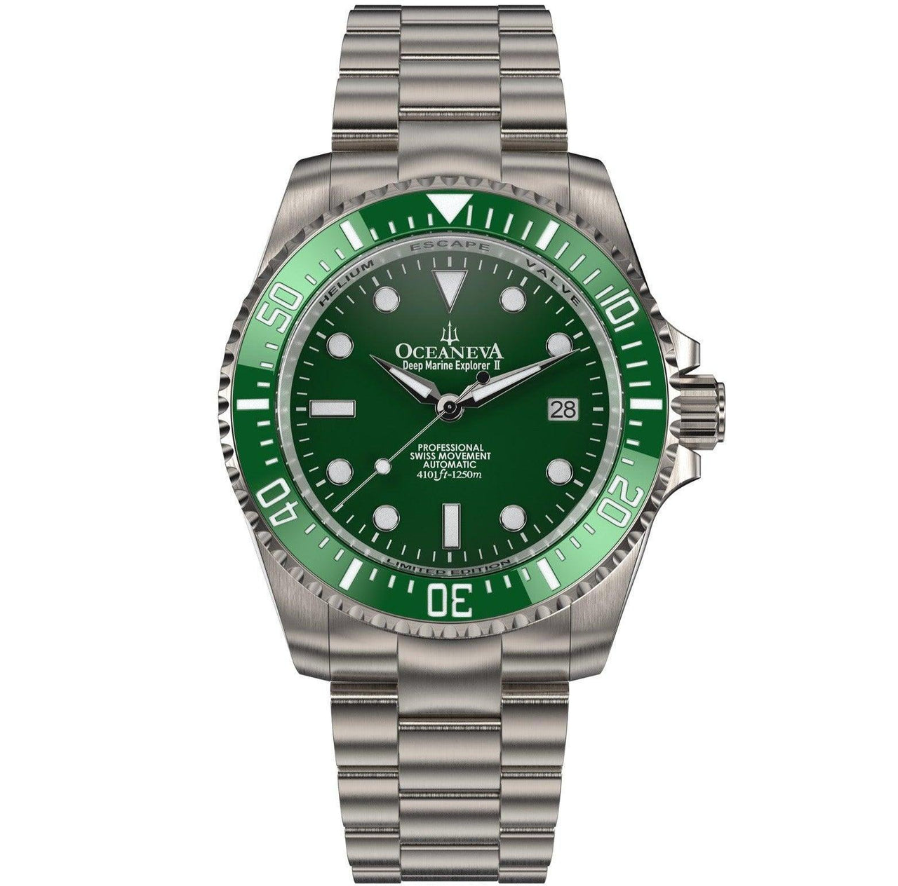 Oceaneva Deep Marine Explorer II Titanium Limited Edition - Green Dial - GRII200GRTT Automatic watches, Green dial watch, mens titanium watch, Titanium Watch, titanium watches for men