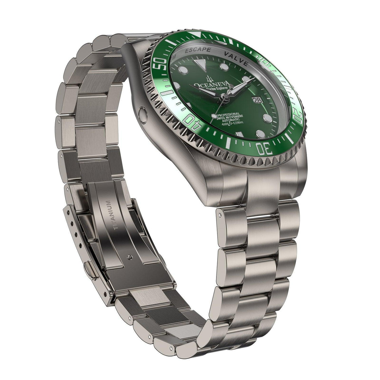 Oceaneva Deep Marine Explorer II Titanium Limited Edition - Green Dial - GRII200GRTT Automatic watches, Green dial watch, mens titanium watch, Titanium Watch, titanium watches for men