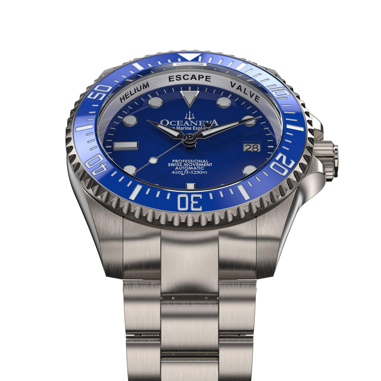 Oceaneva Men's Deep Marine Explorer II 1250M Titanium Watch Blue Dial - BLII200BLTT Automatic watches, Blue dial watch, mens titanium watch, Titanium Watch, titanium watches for men