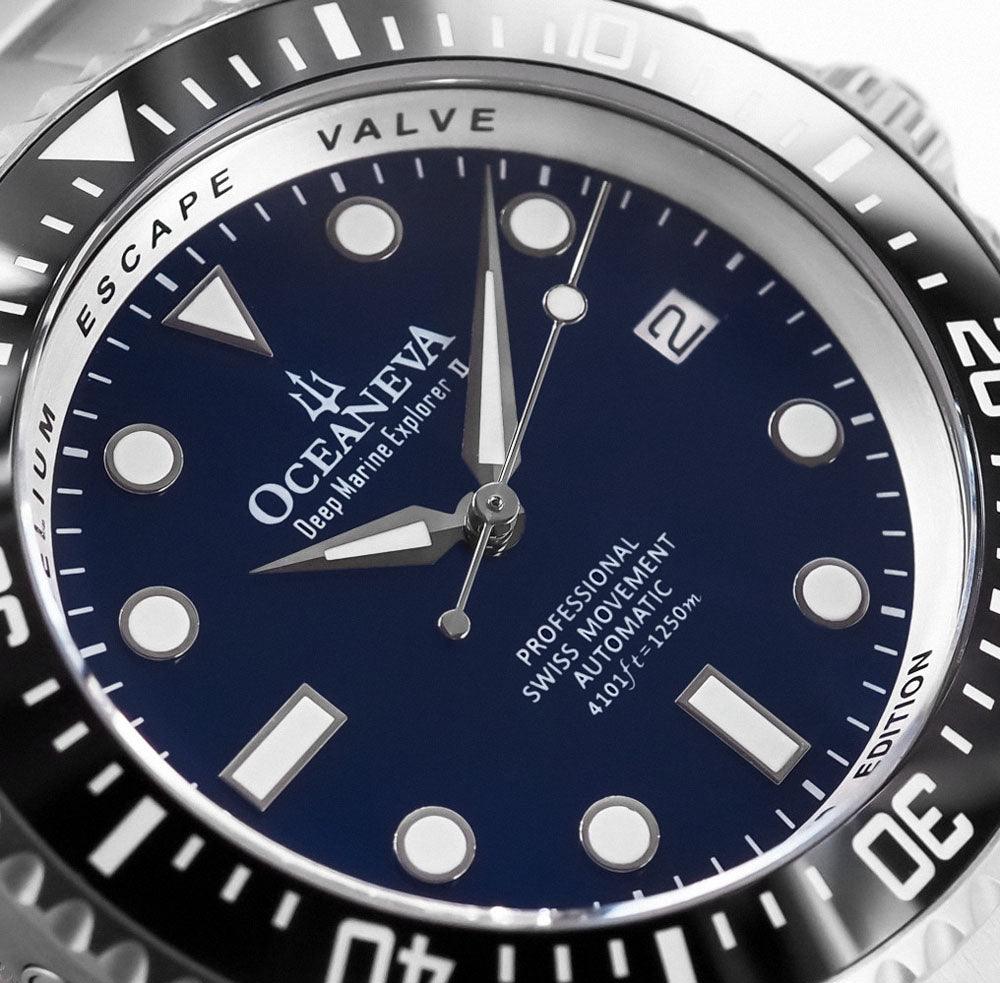 Oceaneva Men's Deep Marine Explorer II 1250M Titanium Watch Navy Blue - BKII200NBLTT Automatic watches, mens titanium watch, Navy blue dial watch, Titanium Watch, titanium watches for men