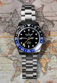 Thumbnail for Oceaneva Men's GMT TITANIUM Automatic Deep Marine Explorer 1250M Black Ceramic Bezel Watch - BK.BK.NHCR.BL.GMT.TT automatic GMT watch, titanium automatic watch, Titanium GMT, Titanium watches, Titanum GMT watch