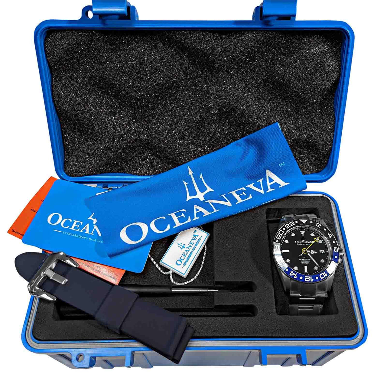 Oceaneva Men's GMT TITANIUM Automatic Deep Marine Explorer 1250M Black Ceramic Bezel Watch - BK.BK.NHCR.BL.GMT.TT automatic GMT watch, titanium automatic watch, Titanium GMT, Titanium watches, Titanum GMT watch