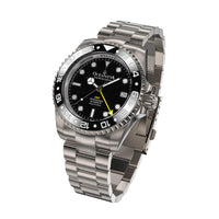 Thumbnail for Oceaneva Men's GMT TITANIUM Automatic Deep Marine Explorer 1250M Black Ceramic Bezel Watch - BK.BK.NHCR.GMT.TT automatic GMT watch, titanium automatic watch, Titanium GMT, Titanium watches, Titanum GMT watch