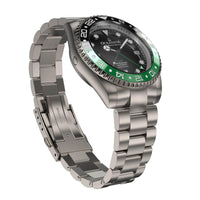 Thumbnail for Oceaneva Men's GMT TITANIUM Automatic Deep Marine Explorer 1250M Black Green Bezel Watch - BK.GR.NHCR.BK.GMT.TT automatic GMT watch, titanium automatic watch, Titanium GMT, Titanium watches, Titanum GMT watch