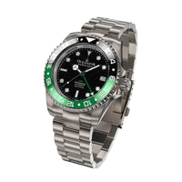 Thumbnail for Oceaneva Men's GMT TITANIUM Automatic Deep Marine Explorer 1250M Black Green Bezel Watch - BK.GR.NHCR.BK.GMT.TT automatic GMT watch, titanium automatic watch, Titanium GMT, Titanium watches, Titanum GMT watch