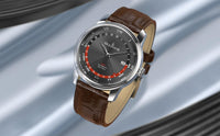 Thumbnail for Oceaneva Men's OceanTrek GMT Automatic 200m Leather Black Watch - OTBK200M34NH-Brown Strap automatic GMT watch, Automatic watches, Diver GMT, GMT Dive Watch