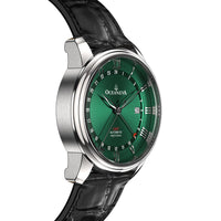 Thumbnail for Oceaneva Men's OceanTrek GMT Automatic 200m Leather Green Watch - OTGR200M34NH-Black Strap automatic GMT watch, Automatic watches, Diver GMT, GMT Dive Watch