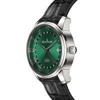 Thumbnail for Oceaneva Men's OceanTrek GMT Automatic 200m Leather Green Watch - OTGR200M34NH-Black Strap automatic GMT watch, Automatic watches, Diver GMT, GMT Dive Watch