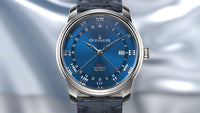 Thumbnail for Oceaneva Men's OceanTrek GMT Automatic 200m Leather Watch Blue - OTBL200M34NH automatic GMT watch, Automatic watches, Diver GMT, GMT Dive Watch