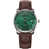 Thumbnail for Oceaneva Men's OceanTrek GMT Automatic 200m Leather Watch Green - OTGR200M34NH-Brown Strap automatic GMT watch, Automatic watches, Diver GMT, GMT Dive Watch