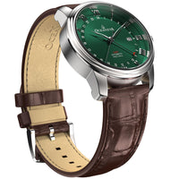 Thumbnail for Oceaneva Men's OceanTrek GMT Automatic 200m Leather Watch Green - OTGR200M34NH-Brown Strap automatic GMT watch, Automatic watches, Diver GMT, GMT Dive Watch