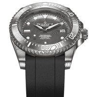 Thumbnail for Oceaneva Mens Deep Marine Explorer II Damascus Steel Dial Watch Rubber - DM200DM Automatic watches, Black FKM rubber strap, damascus steel, Damascus Steel Watch, Diver watch