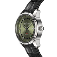 Thumbnail for Oceaneva Men's OceanTrek GMT Automatic 200m Leather Olive Drab Watch - OTOD200M34NH-black strap automatic GMT watch, Automatic watches, Diver GMT, GMT Dive Watch