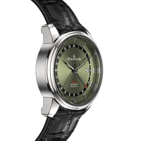Thumbnail for Oceaneva Men's OceanTrek GMT Automatic 200m Leather Olive Drab Watch - OTOD200M34NH-black strap automatic GMT watch, Automatic watches, Diver GMT, GMT Dive Watch