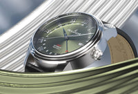 Thumbnail for Oceaneva Men's OceanTrek GMT Automatic 200m Leather Olive Drab Watch - OTOD200M34NH-black strap automatic GMT watch, Automatic watches, Diver GMT, GMT Dive Watch