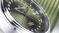 Thumbnail for Oceaneva Men's OceanTrek GMT Automatic 200m Leather Olive Drab Watch - OTOD200M34NH-black strap automatic GMT watch, Automatic watches, Diver GMT, GMT Dive Watch