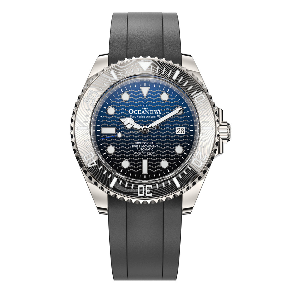 Grade Titanium Watch Oceaneva 6000m Men's Blue and Black