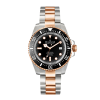 Thumbnail for Oceaneva™ Men's Deep Marine Explorer 1000M Pro Diver Watch Black and Rose Gold - main