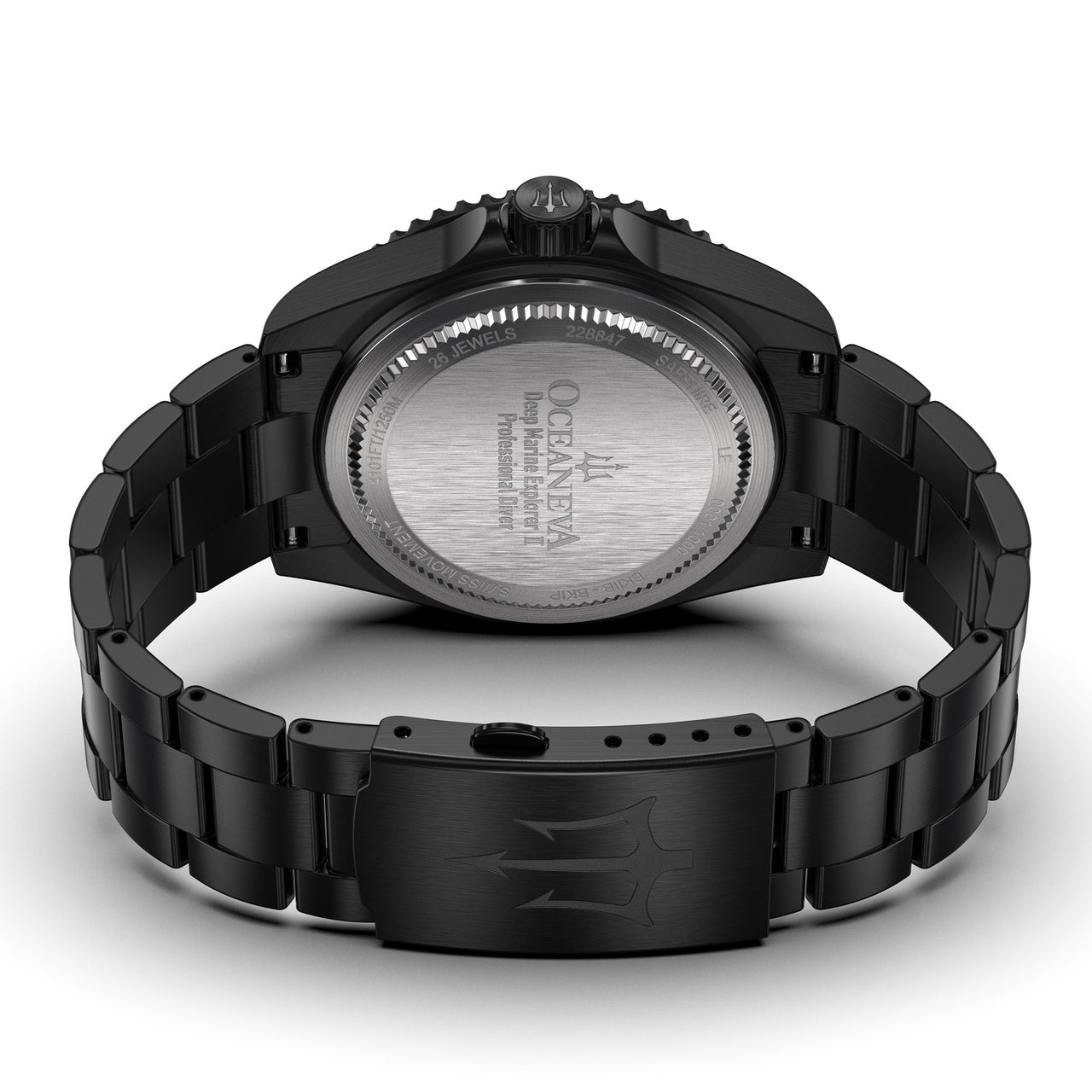 Oceaneva 1250M Dive Watch Black Dial Caseback and Bracelet