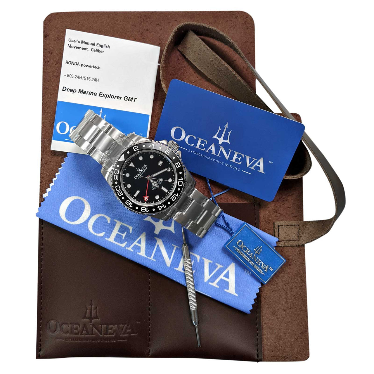 Oceaneva 1250M GMT Dive Watch Black With Packaging