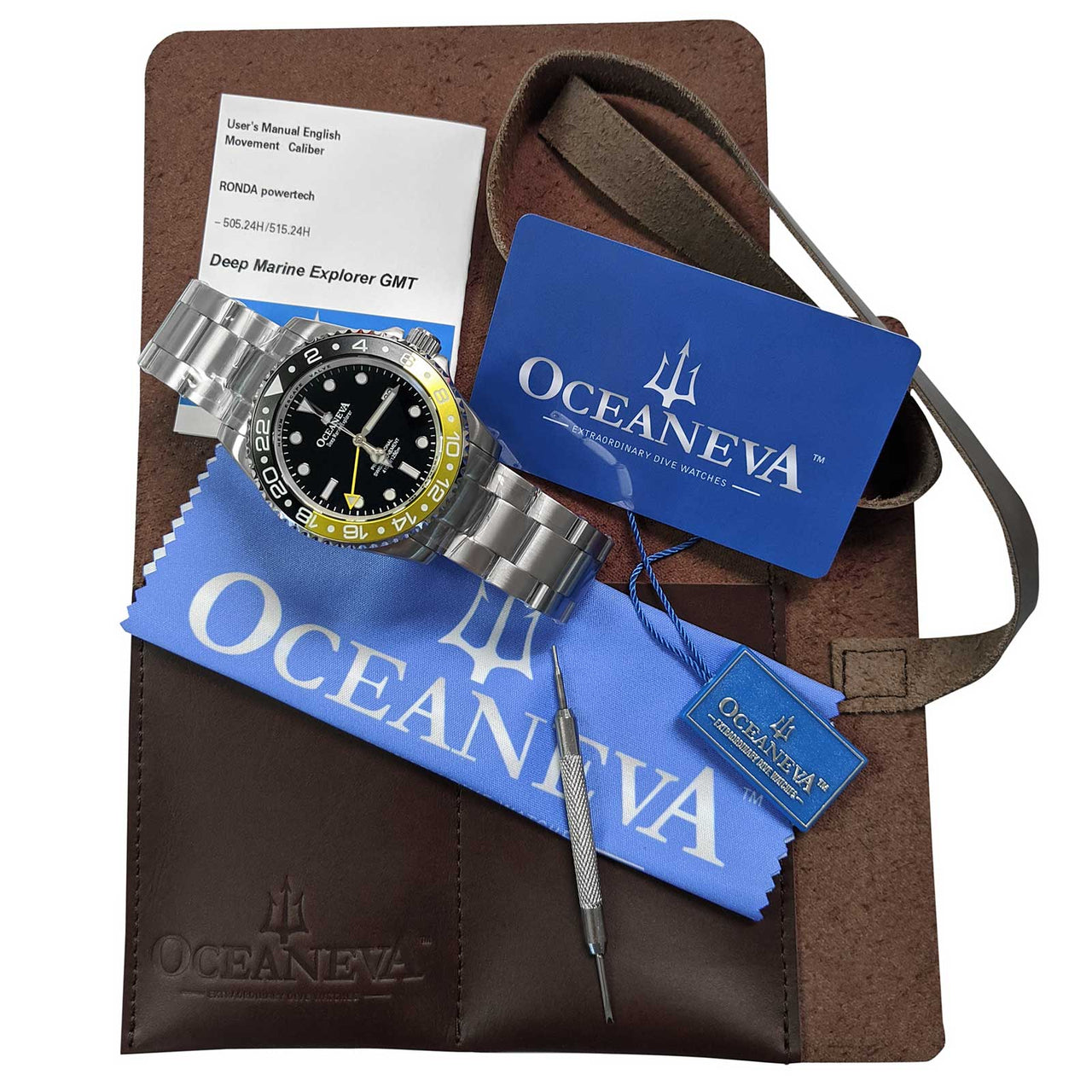 Oceaneva 1250M GMT Dive Watch Black And Yellow With Packaging