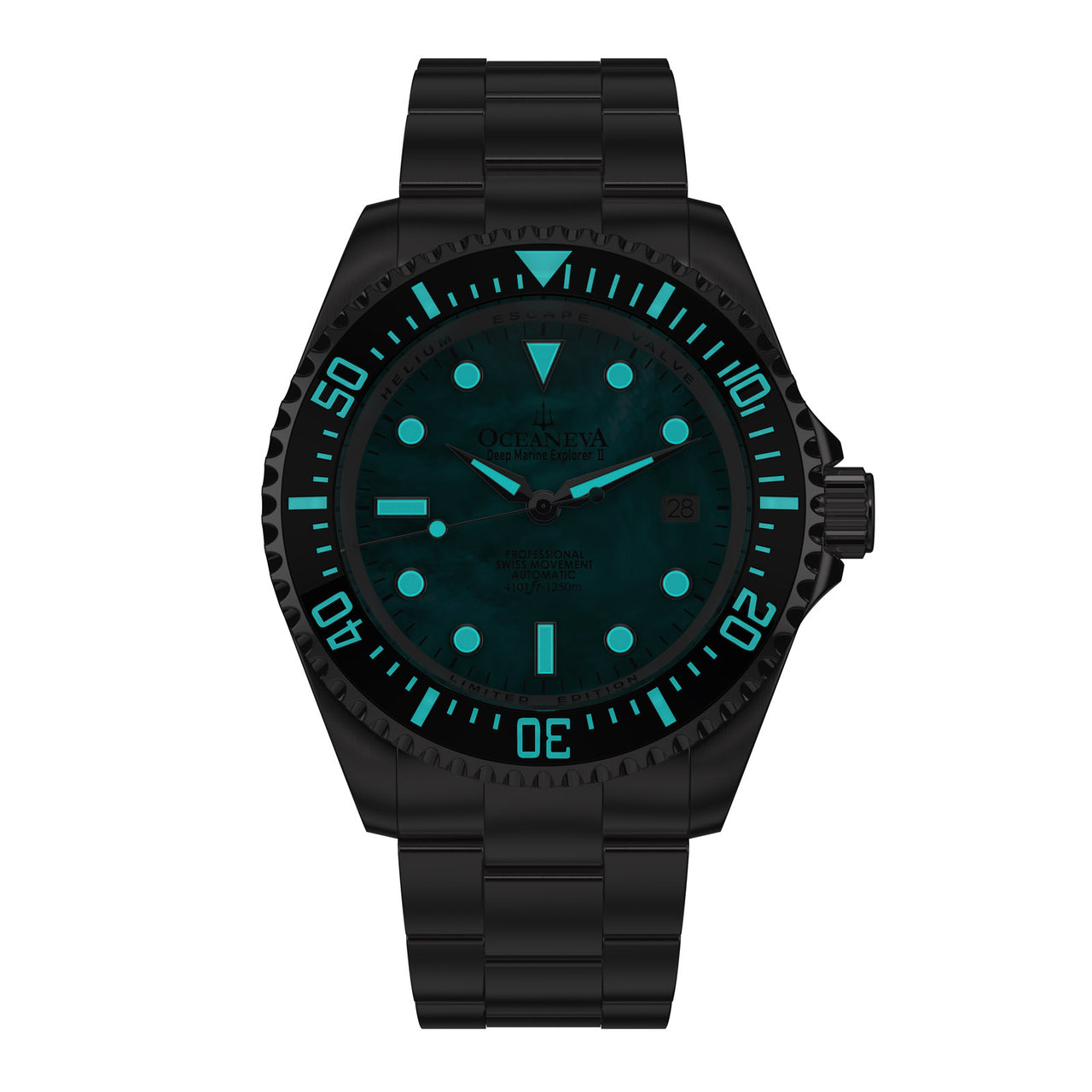 Oceaneva 1250M Dive Watch Aquamarine Mother of Pearl Luminous