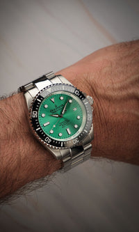 Thumbnail for Oceaneva 1250M Dive Watch Aquamarine On Wrist 2