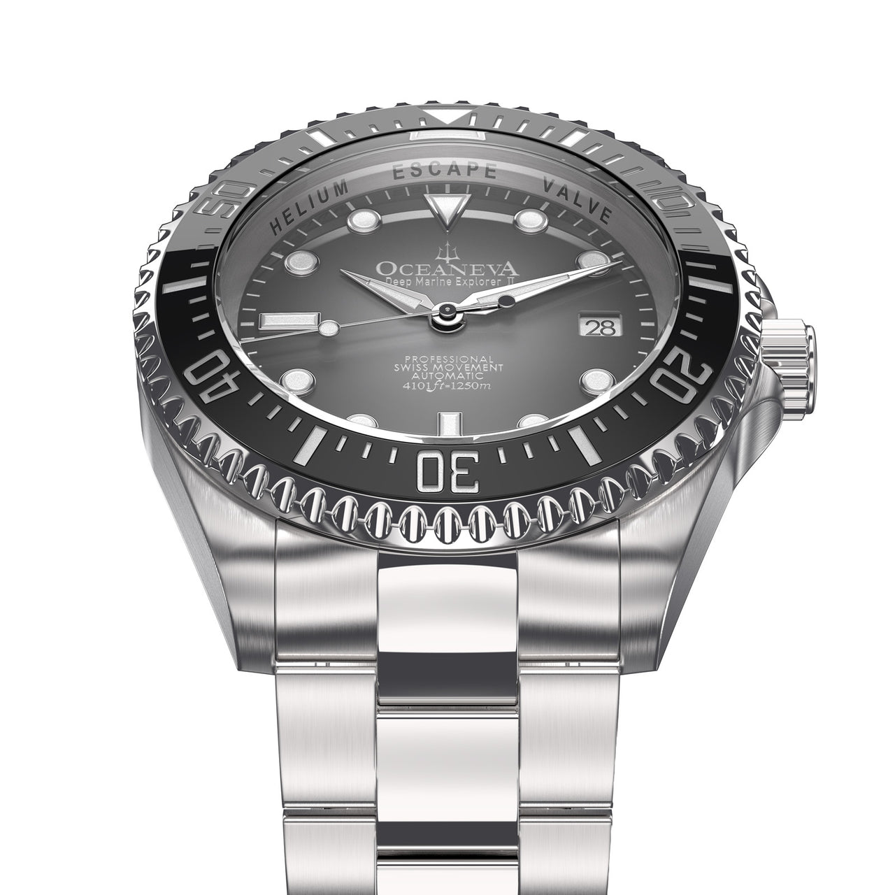 Oceaneva 1250M Dive Watch Gray Fade Frontal View Picture