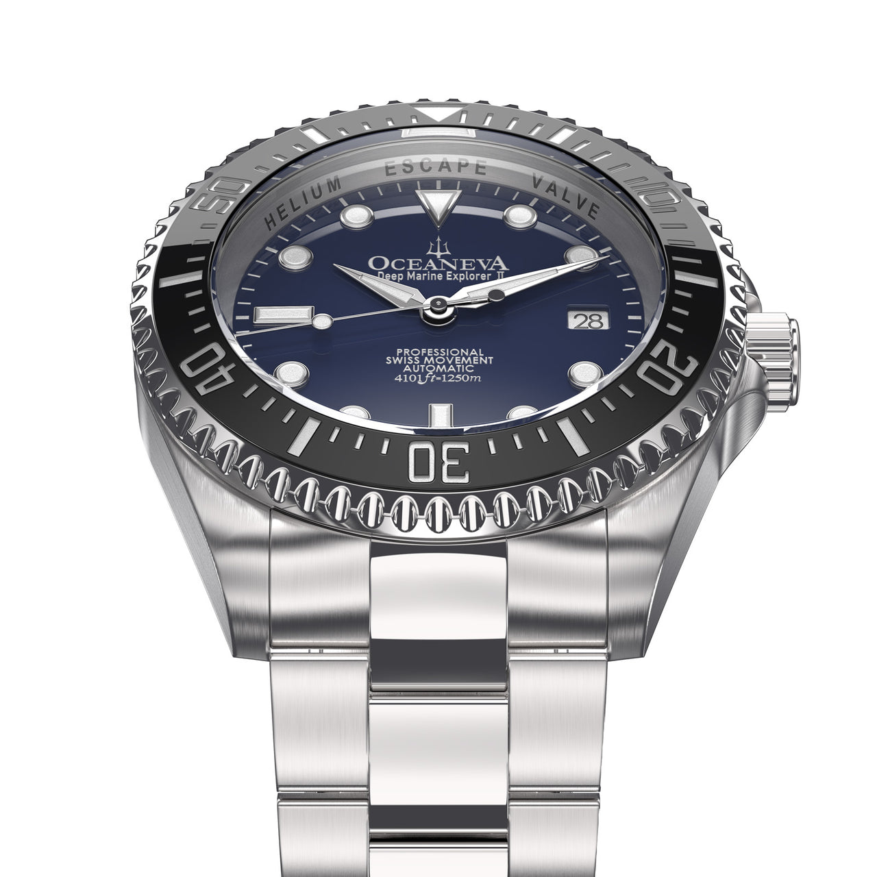 Oceaneva 1250M Dive Watch Navy Blue Frontal View Picture