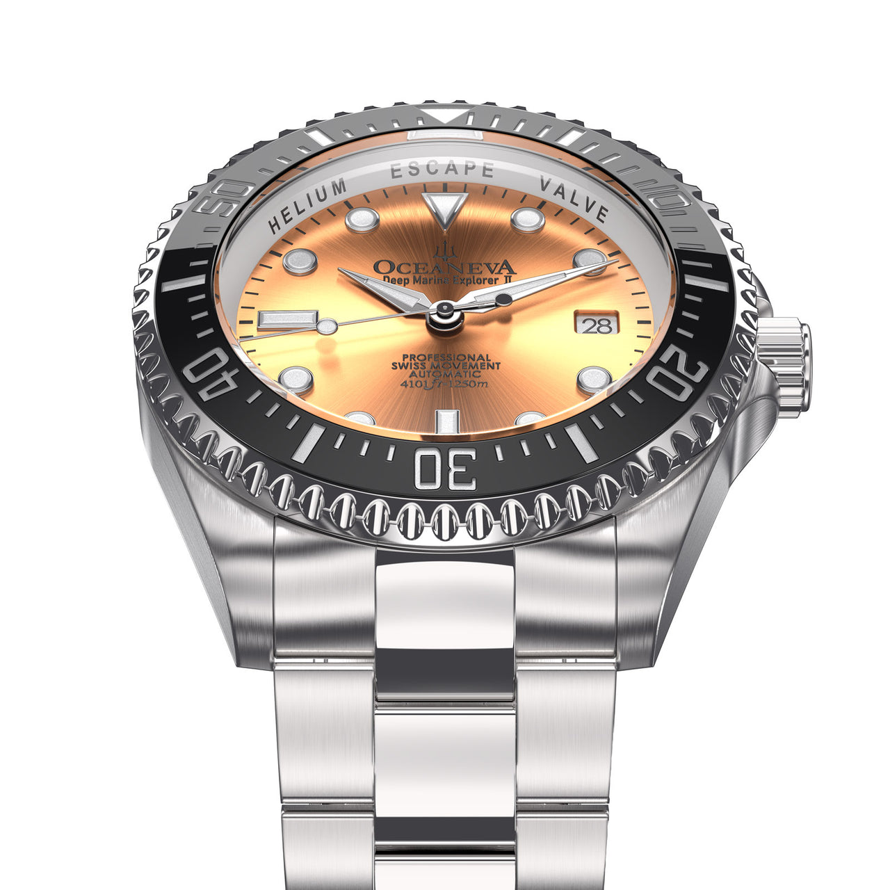 Oceaneva 1250M Dive Watch Copper Frontal View Picture