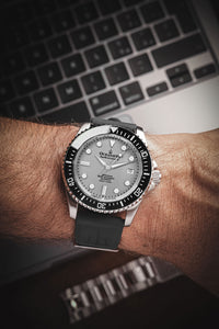 Thumbnail for Oceaneva 1250M Dive Watch Gray On Wrist Rubber Strap