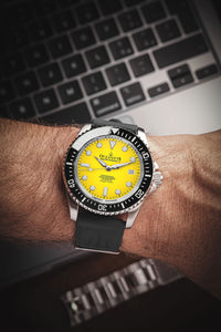 Thumbnail for Oceaneva 1250M Dive Watch Yellow On Wrist Rubber Strap