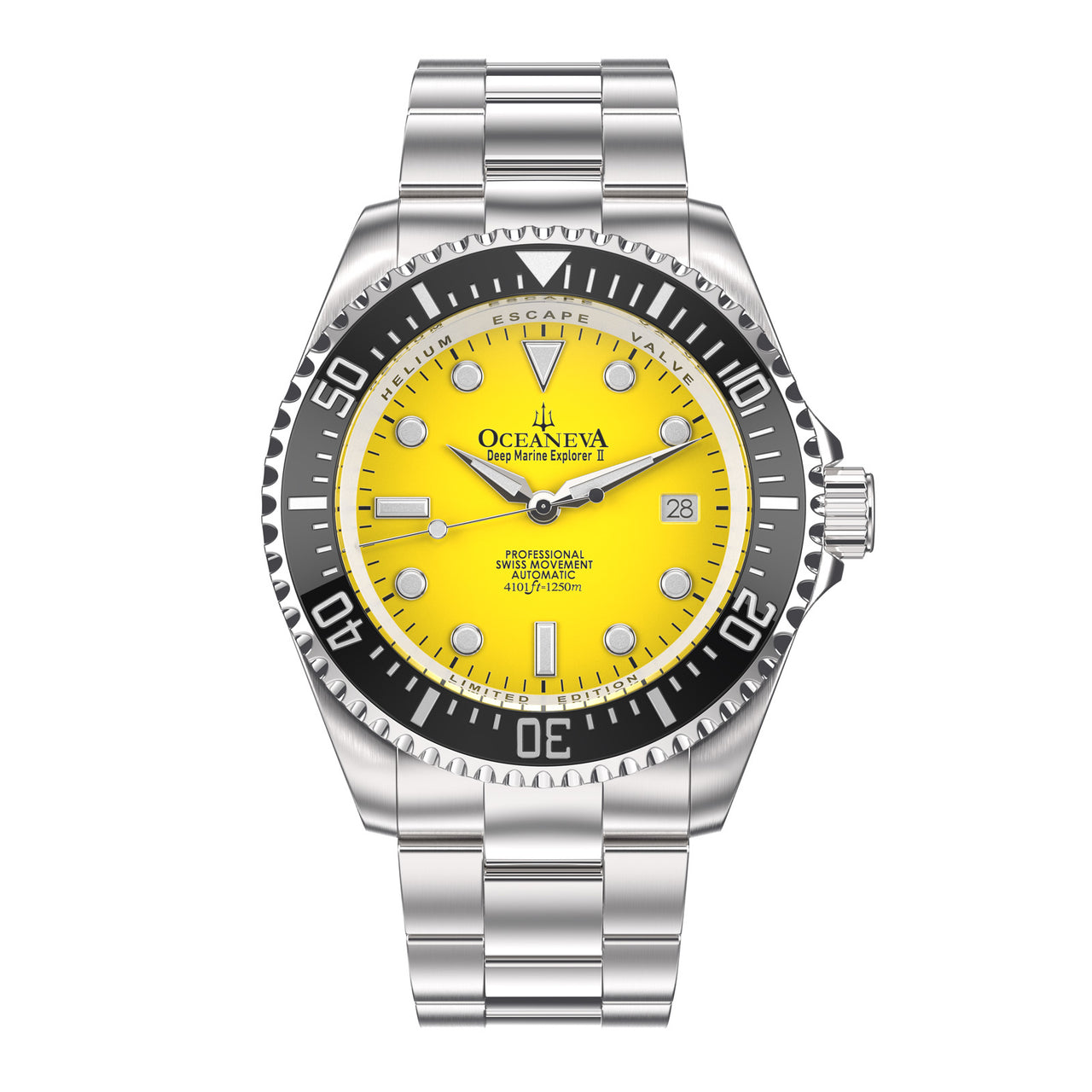 Oceaneva™ Men's Deep Marine Explorer II 1250M Pro Diver Watch Yellow