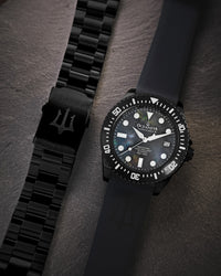 Thumbnail for Oceaneva 3000M Dive Watch Gun Metal Gray Mother of Pearl Front Pictured With Rubber Strap