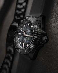 Thumbnail for Oceaneva 3000M Dive Watch Gun Metal Gray Mother of Pearl Side View With Rubber Strap