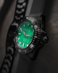 Thumbnail for Oceaneva 3000M Dive Watch Green Mother of Pearl Side View With Rubber Strap